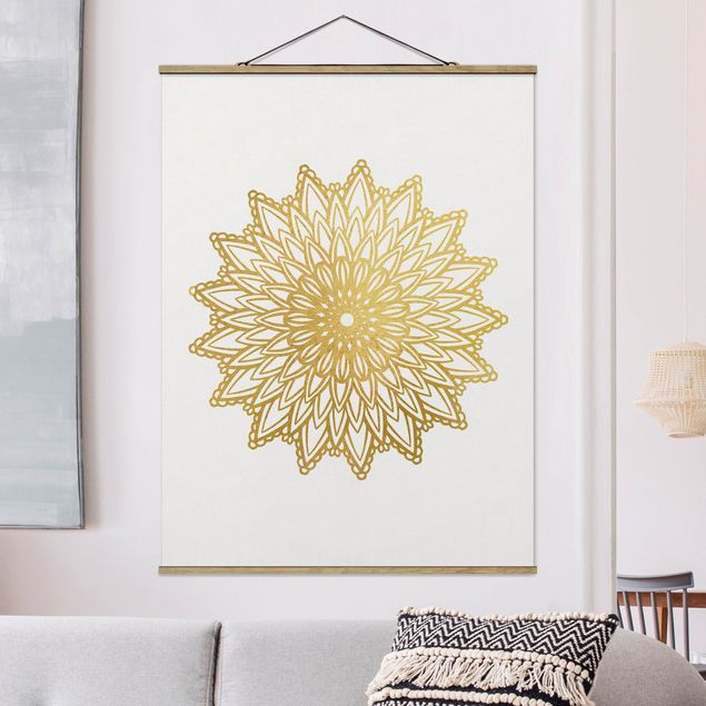 schöne Bilder Mandala Sonne Illustration weiß gold