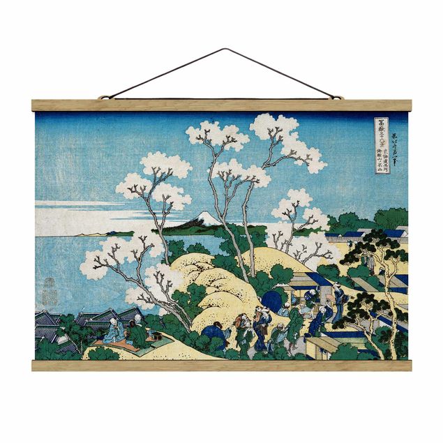 Stoffbild mit Posterleisten - Katsushika Hokusai - Der Fuji von Gotenyama - Querformat 3:2
