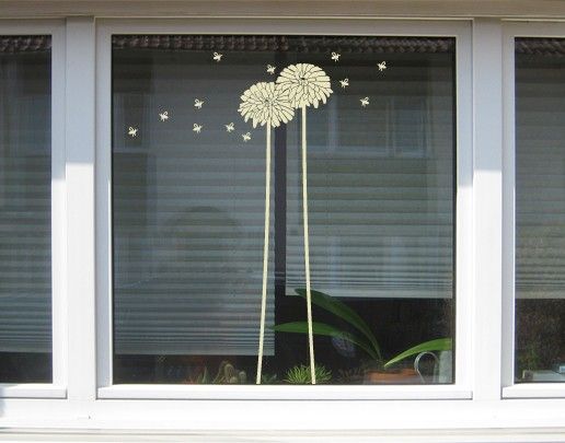 Fensterfolie - Fenstertattoo - Fensterdeko - No.UL651 Löwenzahn - Fensterbilder Frühling