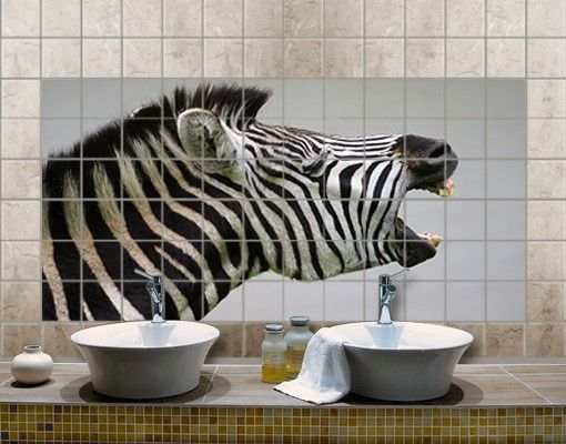 Fliesenaufkleber Tiere Brüllendes Zebra