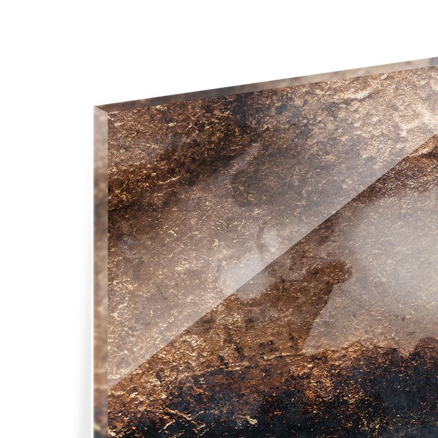 Spritzschutz Glas - Goldener Marmor gemalt - Panorama - 5:2