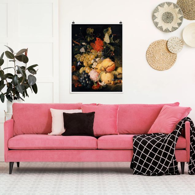 Moderne Poster Jan van Huysum - Früchte Blumen und Insekten