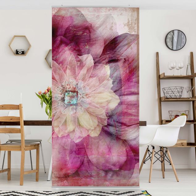 Raumteiler - Grunge Flower 250x120cm