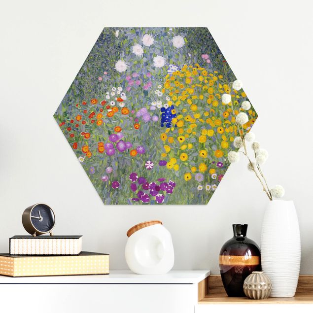 Hexagon Bild Alu-Dibond - Gustav Klimt - Bauerngarten
