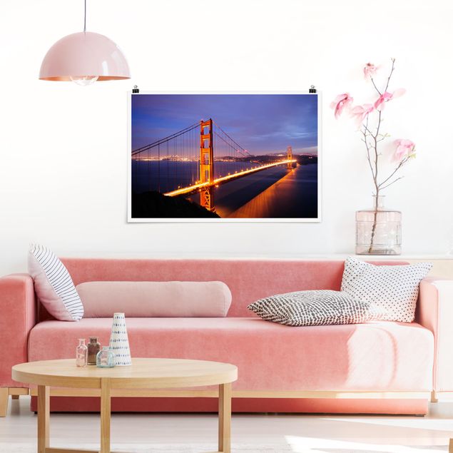 Poster Skyline Golden Gate Bridge bei Nacht