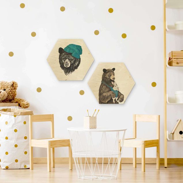 Wandbild Holz Bären Paar