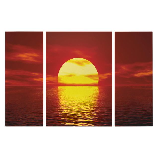 Leinwandbild 3-teilig - Fantastic Sunset - Triptychon