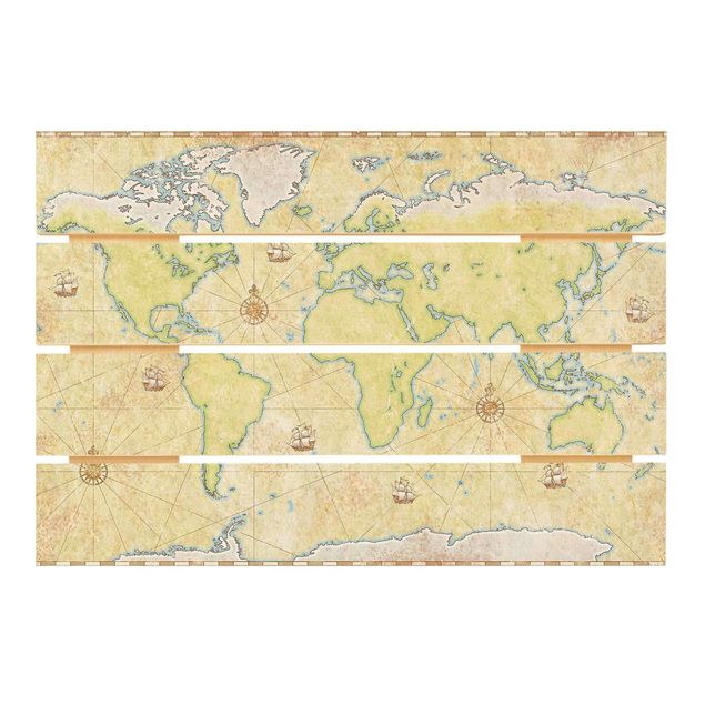 Holzbild - World Map - Querformat 2:3