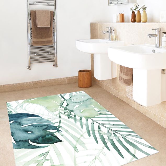 Moderne Teppiche Palmwedel in Wasserfarbe I