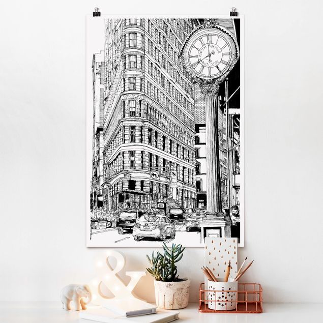 Wand Poster XXL City Study - Flatiron Building