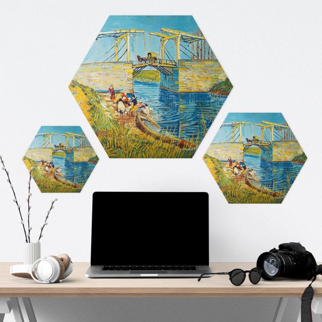 Hexagon Bild Forex - Vincent van Gogh - Zugbrücke in Arles