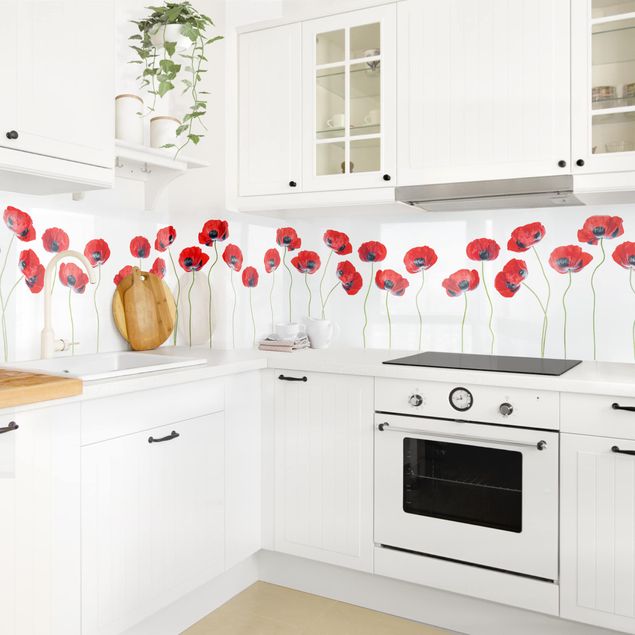 Küchenrückwand Marienkäfer Mohnblumen Klebe-Folie selbstklebend hochglanz 