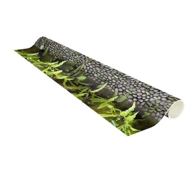3D Teppiche Steinwand mit Pflanzen