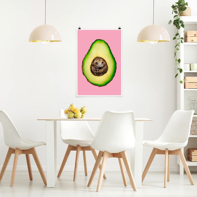 Moderne Poster Avocado mit Igel