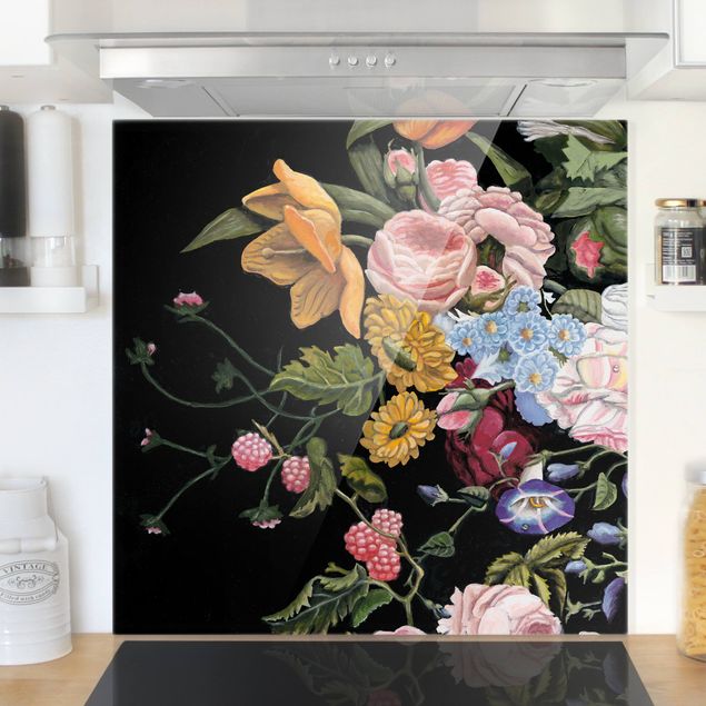Glasrückwand Küche Blumen Blumentraum Bouquet II