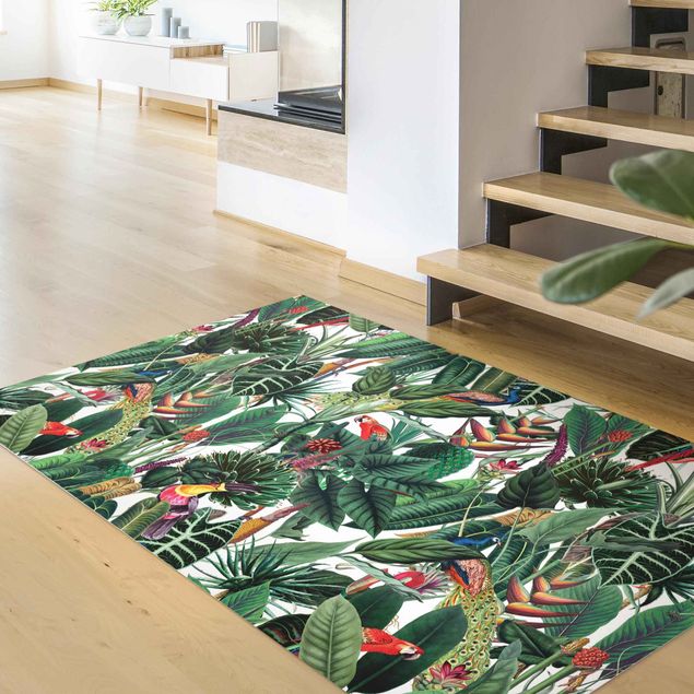 Moderner Teppich Bunter tropischer Regenwald Muster