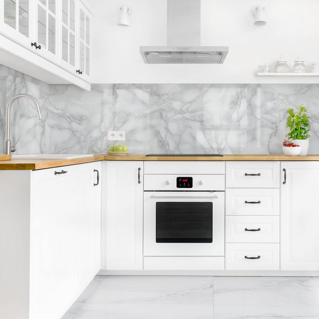 Küchenrückwand - Marmoroptik Schwarz Weiß