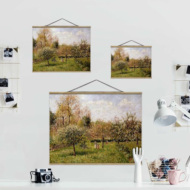 Stoffbild mit Posterleisten - Camille Pissarro - Frühling in Eragny - Querformat 4:3