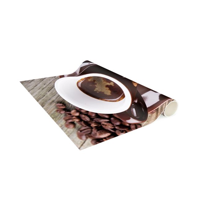 Moderner Teppich Kaffeetasse mit Kaffeebohnen
