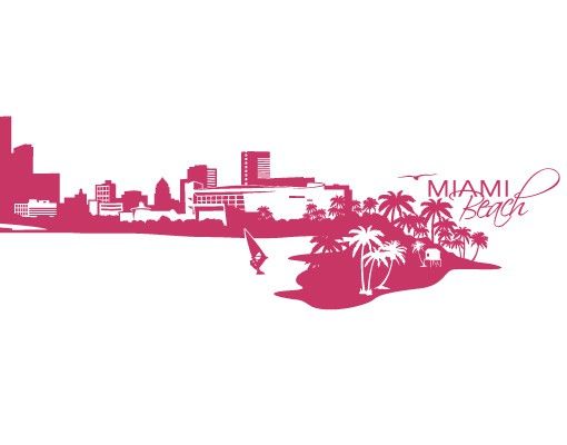 Stadt Miami - Wandtattoo Skyline - No.FB71 Miami Beach Skyline XXL