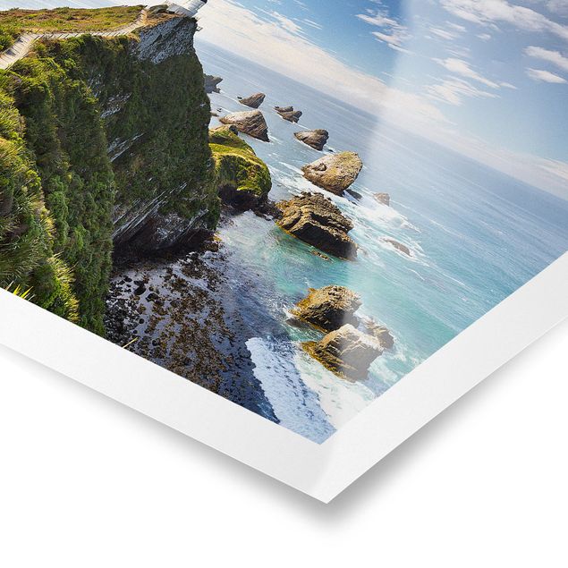 Poster Nugget Point Leuchtturm und Meer Neuseeland