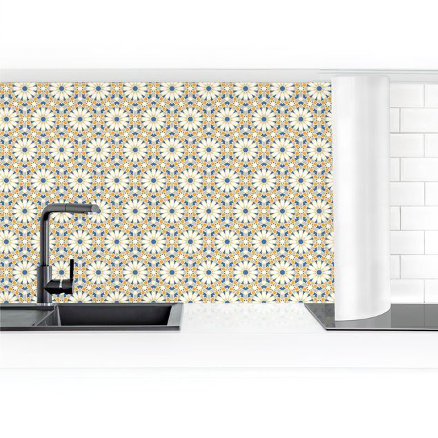 Küchenrückwand selbstklebend Orientalisches Muster mit gelben Sternen