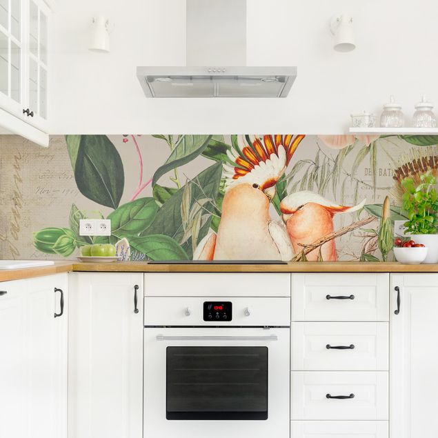 Wandpaneele Küche Colonial Style Collage - Rosa Kakadu