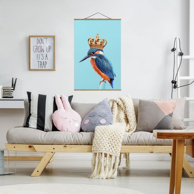 Stoffbilder mit Posterleisten Eisvogel mit Krone