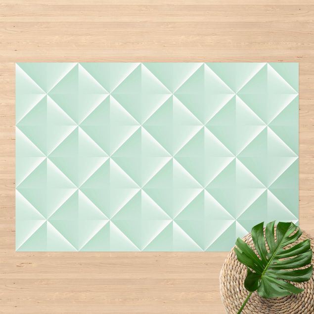 Teppich für Balkon Geometrisches 3D Rauten Muster in Mint