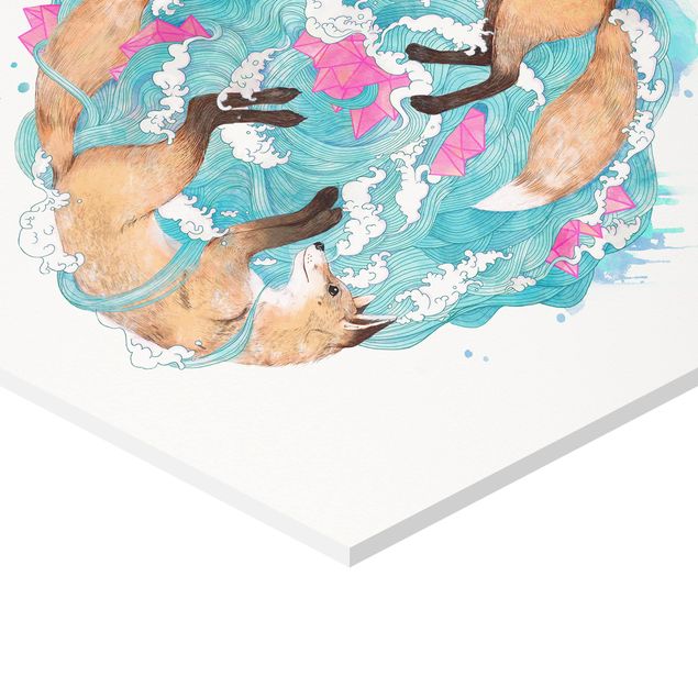 Hexagon Bild Forex - Illustration Füchse und Wellen Malerei