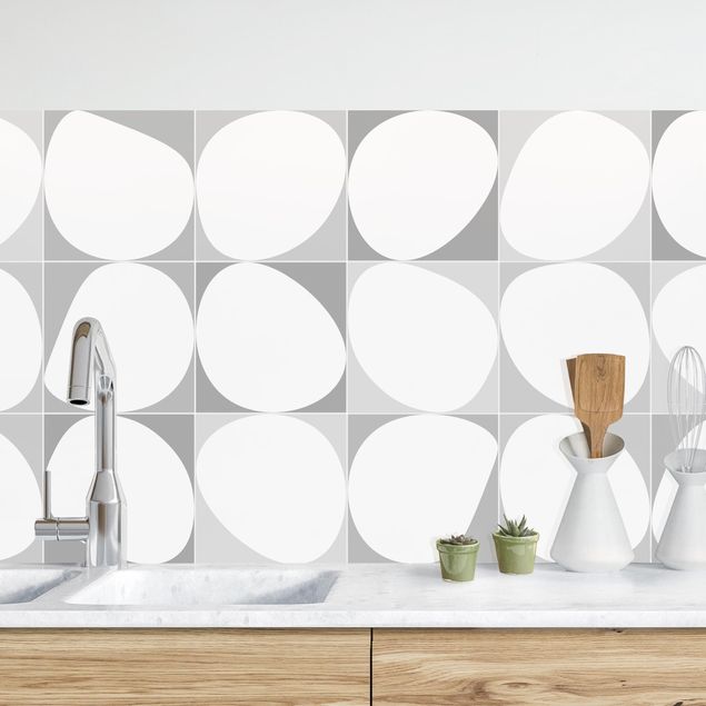 Platte Küchenrückwand Oval Fliesen - Grau