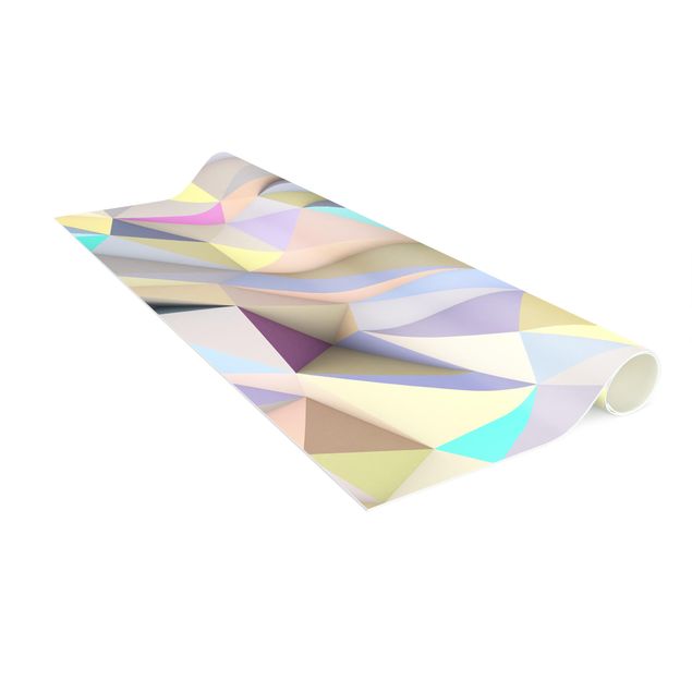 3D Motiv Teppiche Geometrische Pastell Dreiecke in 3D