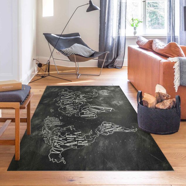 Teppich Kinderzimmer Kreide Weltkarte