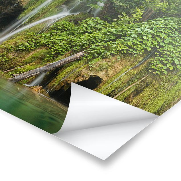 Poster - Wasserfall Plitvicer Seen - Panorama Querformat