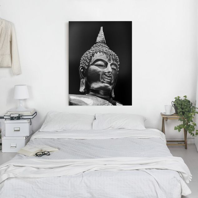 Leinwandbild - Buddha Statue Gesicht - Hochformat 4:3