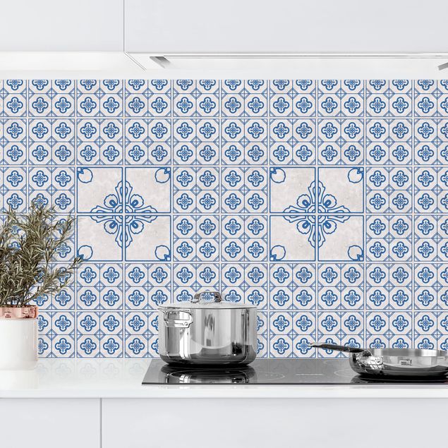 Platte Küchenrückwand Fliesenmuster Porto blau