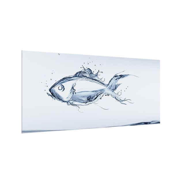 Spritzschutz Glas - Liquid Silver Fish - Querformat - 2:1
