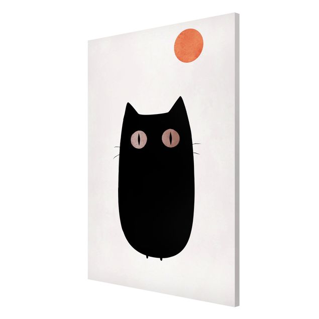 Magnettafel Motiv Schwarze Katze Illustration