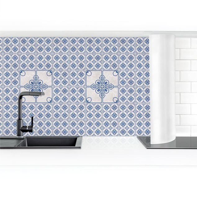 Küchenrückwand selbstklebend Fliesenmuster Porto blau