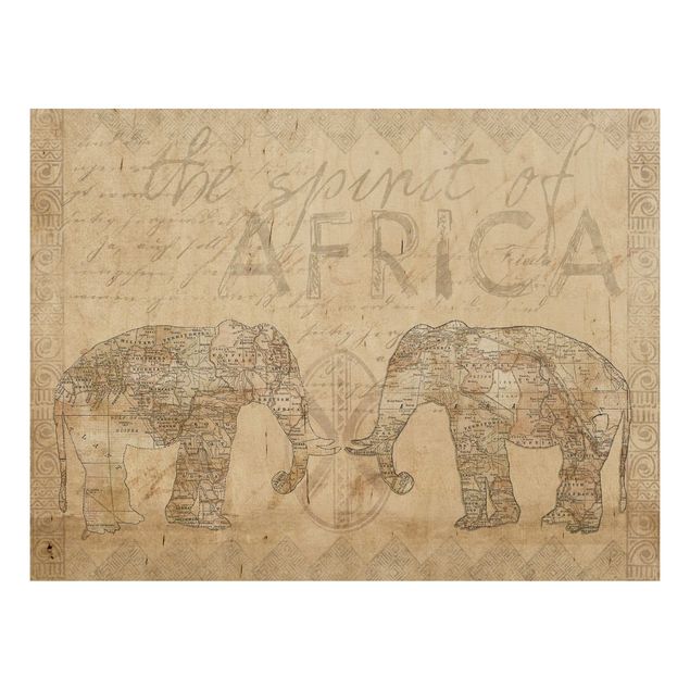 Holzbilder Vintage Vintage Collage - Spirit of Africa