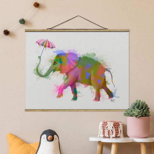 Wandbilder Regenbogen Splash Elefant