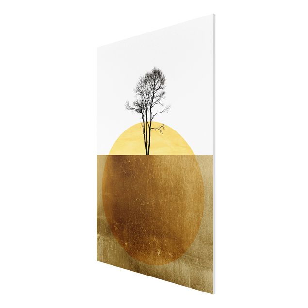 Bilder auf Hartschaumplatte Goldene Sonne mit Baum