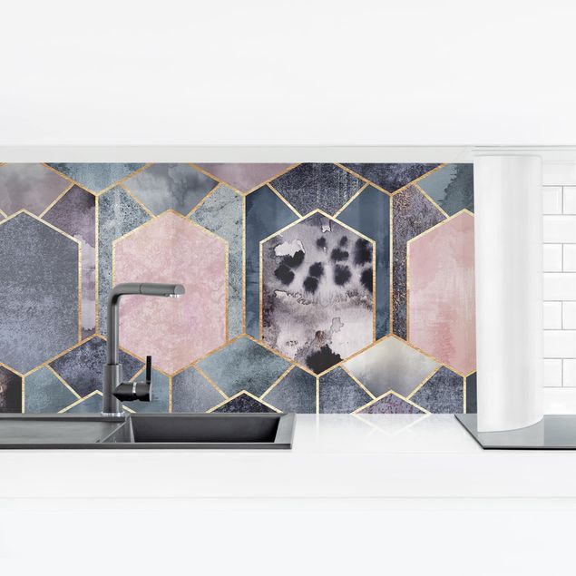 Küchenrückwand - Art Deco Marmor Gold