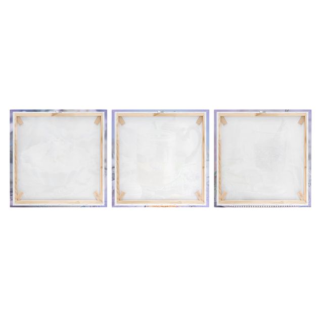 Leinwandbild 3-teilig - Lavendel Set Vintage - Quadrate 1:1