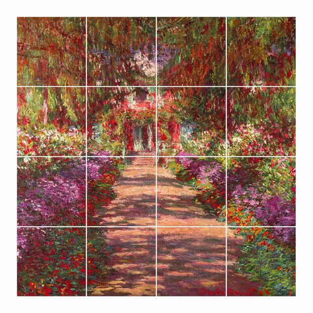 Fliesenbild - Claude Monet - Weg in Monets Garten in Giverny - Fliesensticker Set quadratisch