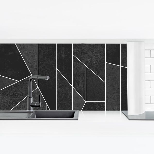Küchenrückwand - Schwarz Weiß Geometrie Aquarell