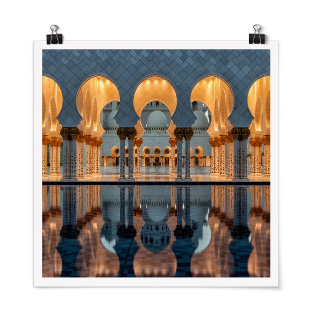 Poster - Reflexionen in der Moschee - Quadrat 1:1