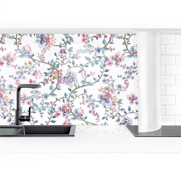 Küchenrückwand selbstklebend Pastell Blumenranken II
