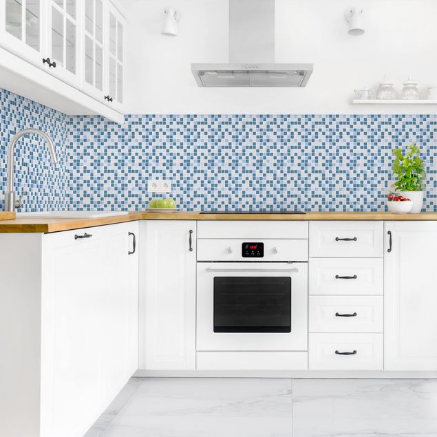 Küche Wandpaneel Mosaikfliesen Blau Grau