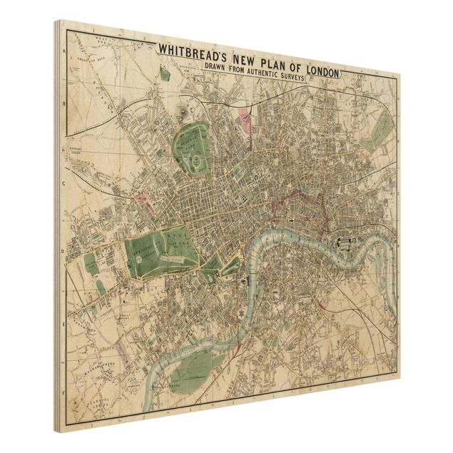Holzbilder Syklines Vintage Stadtplan London